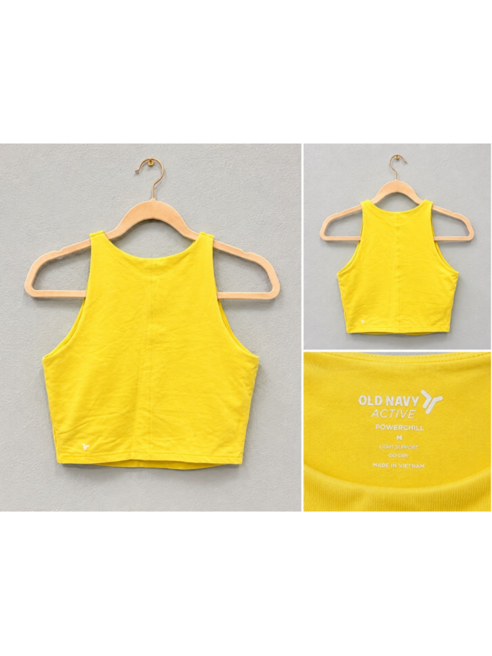 Old Navy Active Yellow PowerChill Cropped Workout Tank Women’s Medium